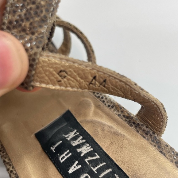 STUART WEITZMAN ZIP UP GLADIATOR HEELED SANDLES FAUX BEIGE SNAKE LEATHER size 9 - Picture 7 of 9